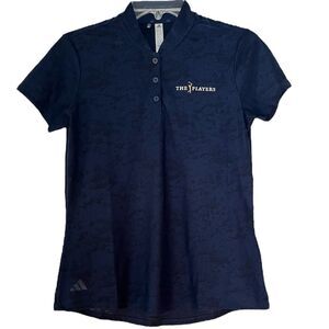 Adidas The Players Golf Polo Shirt Lace Burnout Tee Short Sleeve Top Blue Small
